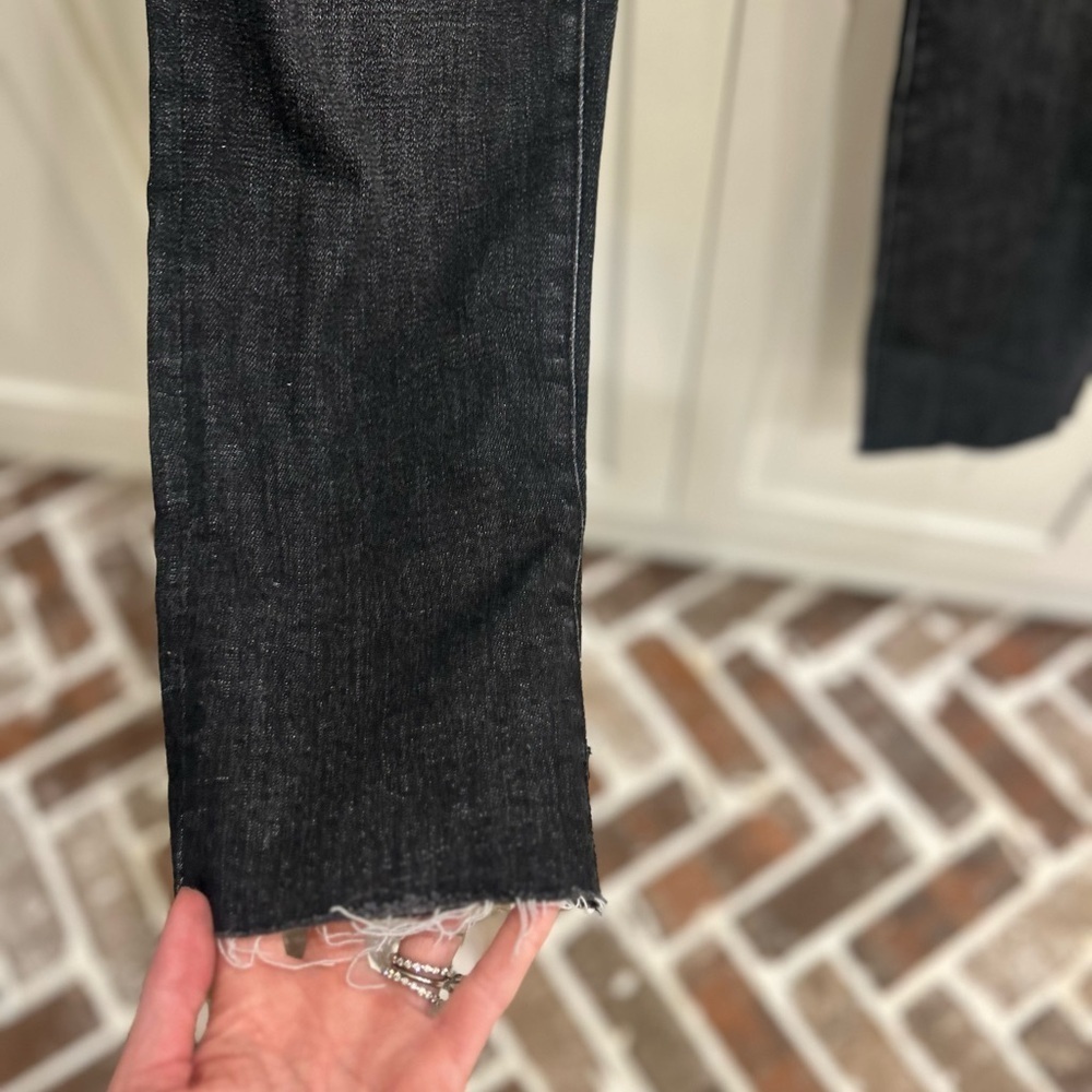 Evereve Jeans Womens 24 Black Raw Hem Ever Straight Stretch - Picture 3 of 6